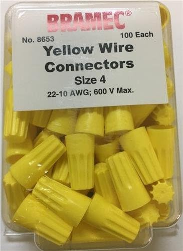 Yellow Electrical Wire Connector - #18 - #12 AWG - 10 Packs of 100