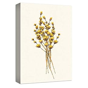 Canvas Wall Art Yellow Flowers Antique Design Painting Artwork for Home Prints Framed - 12x18 inches