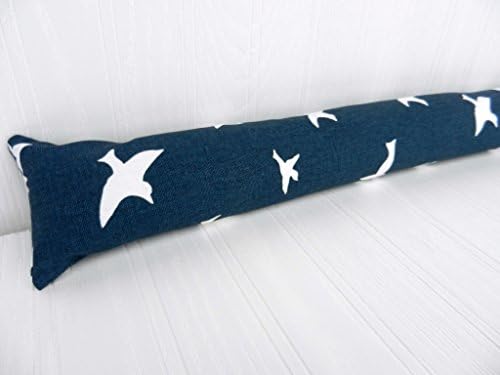 Draft Stopper Cedar 48 inch Farmhouse Navy Blue White Birds