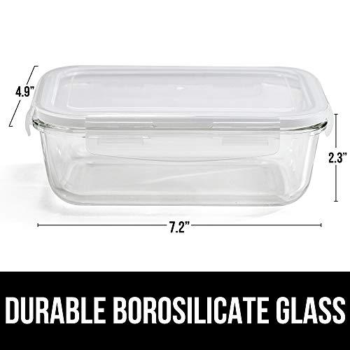 Gorilla Grip Original Premium Glass Food Storage Containers with Lid, 5 Pack of 28.5 oz Size, Microwave, Dishwasher Safe, Saver Container for Fridge, Kitchen Meal Prep, Airtight Lids, Commercial Grade
