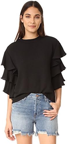 endless rose Women's Ruffle Shirt, Black, Medium