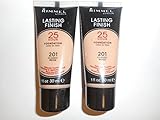 RIMMEL Lasting Finish 25 Hour Liquid Foundation #201 CLASSIC BEIGE (1 fl oz/30 ml) EACH TUBE (PACK OF 2)