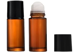 WsjiaboFux 2Pcs Brown 50ml Glass Essential Oil Roller Bottles Refillable Roll on Bottles Empty Deodorant Bottle Containers Rollerball for Fragrance Roller Refillable Containers Accessories
