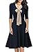 Miusol Women's Retro Flare Bow A-line 3/4 Sleeve Slim Evening Party Swing Dress,X-Large,Navy Blue