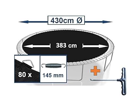 awshop24 Sprungtuch Sprungmatte Ersatzteile für Trampolin Ø 430 cm 80 Ösen (Federn 14,5 cm)