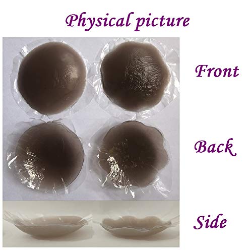 2 Pairs Brown Dark Breast Petals, Nipple Covers, Reusable Adhesive Silicone Nipple Covers Pasties (2 Flower, Brown)