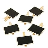 Akak Store 6 pc Mini Retangle Chalkboard with Wooden Blackboard Clip for Message Board Signs Wedding Birthday Party Decorations
