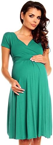 Zeta Ville - Women's Maternity Wrap V-Neck Summer Dress - Short Sleeves - 108c