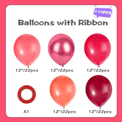 MCPINKY 110PCS Red Balloons Bulk, 12\