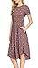 Anatoky Womens Polka Dot Short Sleeve Pockets Casual Swing Midi Dress