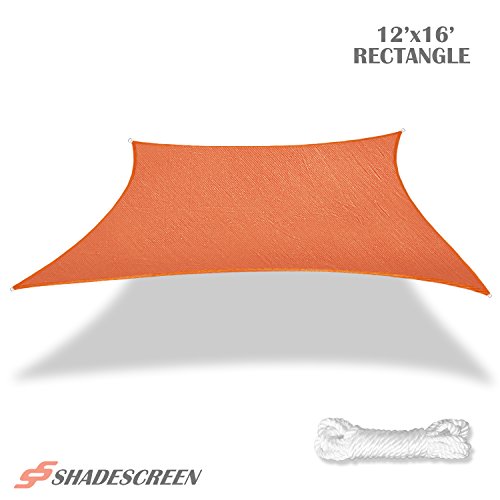Shade Screen 12′ x 16′ Sun Shade Sail for Patio Backyard Deck UV Block Fabric – ...
