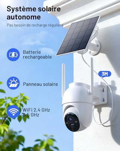 BOOPEX 2K Outdoor Surveillance Camera with Solar Battery, 2 Camera Kit with Base Station, 360° PTZ Wireless Camera with 32G Local Memory, No Charge, AI Detection, Vision