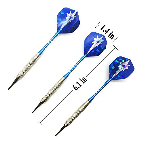Wolmund Electronic Darts Set - 12 Pieces Soft-Tips-Dart[18g], Plastic-Tipped Dart Case, Aluminum Shafts,16 Dart Flights,120 Tips for Bar Game Darts Target, Safety Kids Darts for Dartsboard (Blue) - Thumbnail 4