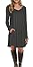 LILBETTER Women's Basic Long Sleeve Pockets Casual Plain Tshirt Dress (Grey M)