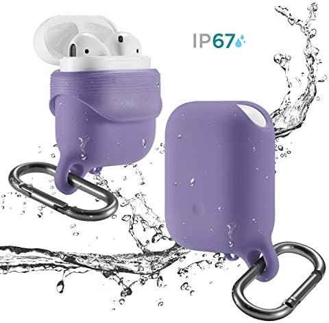 Airpods Case,Waterproof Airpods Cases Cover Silicone Skin by Camyse, Full Protective Durable Shockproof with Keychain Compatible with Apple Airpods Charging Case,Airpods Accesssories (Pastel Purple)