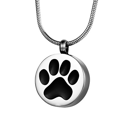 COCO Park Round Engraving Dog Cat Paw Pet Cremation Pendant Necklace Memorial Ashes Urn Jewelry Keepsake