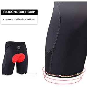 Sportneer Men's Cycling Shorts Biking Bike Half Pants 4D Coolmax Padded, Comfort