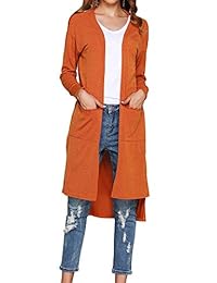 Hibluco - Sudadera de punto frontal abierto para mujer con bolsillos