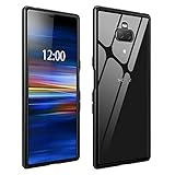 Simicoo Sony Xperia 10 Plus Rugged Case Hybrid Metal Bumper Frame Anti-Scratch Transparent Back Gorilla Glass Cover Ultra Slim Tough Shockproof Heavy Duty case for Sony Xperia 10 Plus (Black)