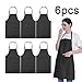 LOYHUANG Total 6PCS Black Apron for Wowen Adult Unisex with 2 Pockets-Chef Cooking Baking Kitchen Restaurant Crafting Painting Party Aprons