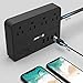 USB C Surge Protector Power Strip with 10 Outlets & 4 USB Charging Port, 6 Ft Extension Cord, Flat Plug, (1875W/15A/1700J), Wall Mount for Home Office, ETL Listed, Black