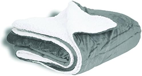 Faux Micro Mink Sherpa Blanket with Reversible Soft Lamb Wool- Couch and Bed TV Throw Blanket Extra Large Size 60" X 70" with Travel Zipper Bag - Soft and Cozy for Men, Women and Kids(Grey)