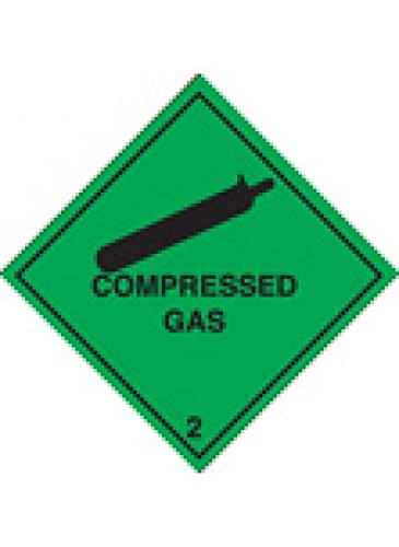 Caledonia Signs 59744 Compressed Gas 2 100 S/A Label, 100 mm x 100 mm