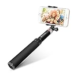 Coolreall Extendable Selfie Stick Monopod with Adjustable Clamp - Black (Build-in Bluetooth Shutter)