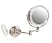 Conair Round Shaped Double-Sided Wall Mount Lighted Makeup Mirror (1x/8x, Brushed Nickel Finish)