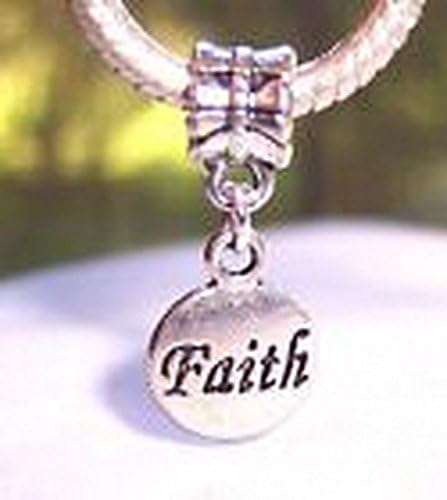 Glamorise Beads #14124 Faith Inspirational Word Circle Dangle Bead for Silver European Charm Bracelets
