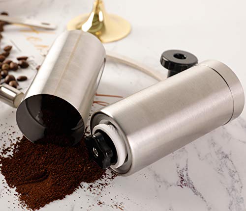 Manuelle Kaffeemühle mit Keramikmahlwerk Edelstahl Einstellbar Handkaffeemühle für Kaffeebohnen Mahlen – Bild 7