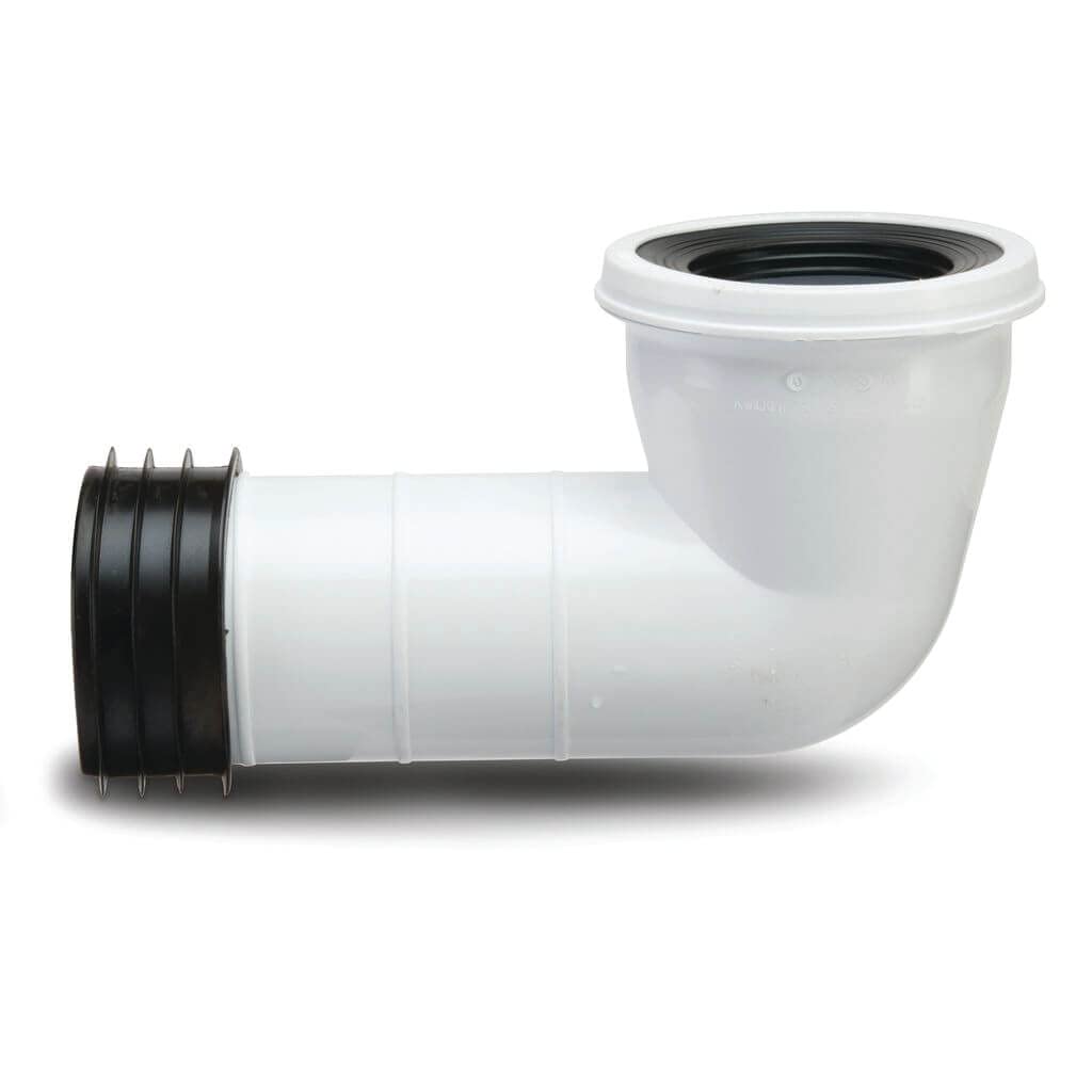 Polypipe Kwickfit 4" 110mm Bent 90 Degree WC Toilet Pan Connector White SK42