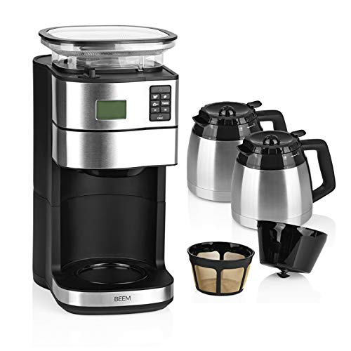 BEEM FRESH-AROMA-PERFECT II Filterkaffeemaschine mit Mahlwerk - Duo Thermo | Edelstahl, 2 Isolierkannen, 24h-Timer, 1…