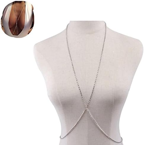 Women Body Chain Sexy Full Metal Jewelry Necklace Bikini Belly Harness (silver)
