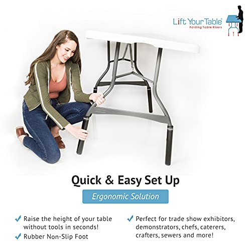Lift Your Table® Folding Table Risers, EasyToUse Bent Leg Folding