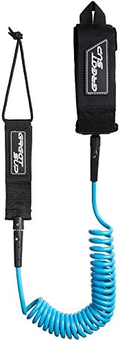 Great SUP 10' Coiled SUP Leash - Double Stainless Steel Swivels and Triple Rail Saver