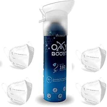 Bislar Enterprise N95 Anti Pollution, Reusable Face mask, OXY BOOST Natural Portable Oxygen Cylinder Can (oxygen can with pack of 4 n95 mask)
