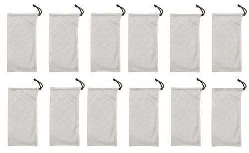 TronStore 12-Pack - Silver Microfiber Cleaning And Storage Pouch / Sack / Bag For Sunglasses And Eyeglasses