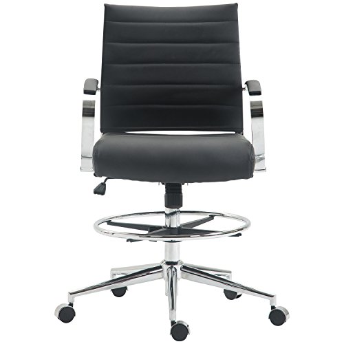 Poly and Bark Tremaine Drafting Chair in Vegan Leather, Black