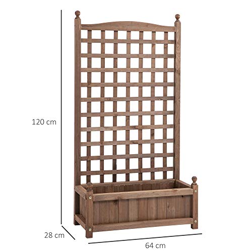 Outsunny Pflanzkasten Blumenständer Rankgitter Rankkasten Rosenbogen mit Leckage-Löcher Garten Holz Dunkelbraun 64 x 28… – Bild 7