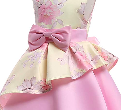 AYOMIS Litter Big Girl Dress Princess Gowns Bow Party Wedding Dresses(Flower-Yellow 2-3Y)