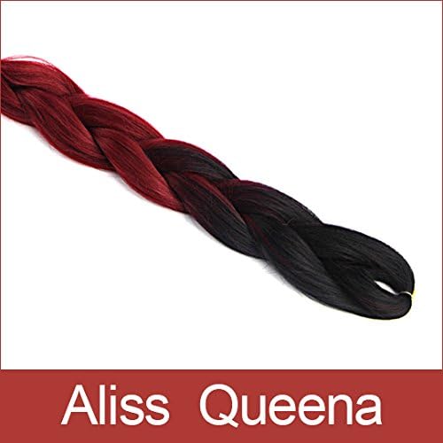 Alisss Queena(TM)6Pcs/Lot Folded length 24" Black&amp;Wine Red 100grams Ombre Two Tone Colored Kanekalon Jumbo Braiding Hair