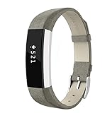 Fitbit Alta HR and Alta Bands Leather, Akale Genuine Leather Band With Buckle Replacement Wristband Small & Large for Fitbit Alta HR and Alta, Grey