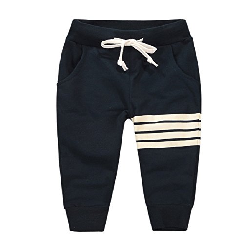Weixinbuy Unisex Kid Toddler Cotton Jersey Harem Pants Baby Elastic Trousers (3-4 Year, Navy)