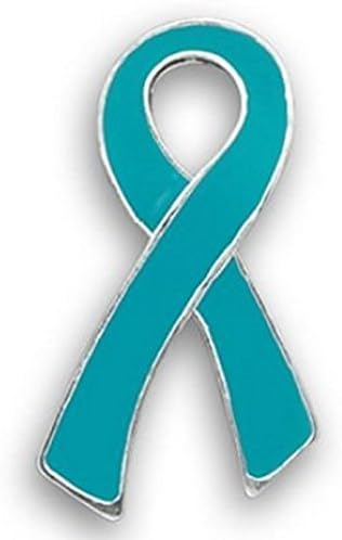 Ovarian Cancer Awareness Teal Ribbon Large Flat Pin