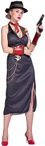 COSTHEME Halloween Black Gangster Girl Cosplay Costume Dress Up Outfit for Women