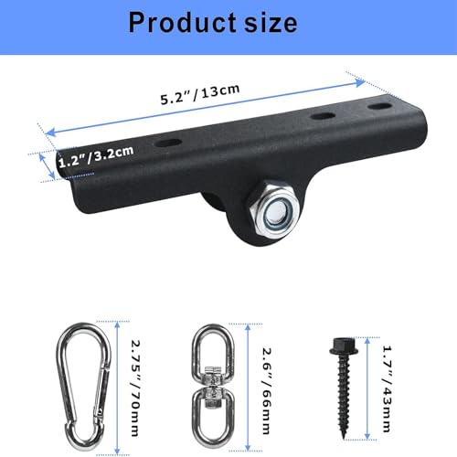 1 pack Heavy Duty Punching Bag Hanger, 360° Rotation Wall Ceiling Mount Bracket, Black Steel Boxing Bag Hook for Training