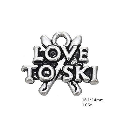 Bingo Point 30PCS Ancient Alloy Christmas Jewelry Charm Love to SKI Dangle Charms Fit for DIY Dangle Necklace&Bracelet