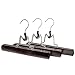 Clutter Mate - Set of 12 - Wood Pant Hangers with Locking Bar, Premium Dark Walnut Finish for Pants and Slacks