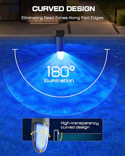 Extra Large Solar Pool Lights for Inground & Above Ground Pools, 80 LED RGBIC Underwater Pool Lights with Remote, Dual-Color Lighting, 10 Colors & 7 Modes, Solar & USB Rechargeable, IP68 Waterproof